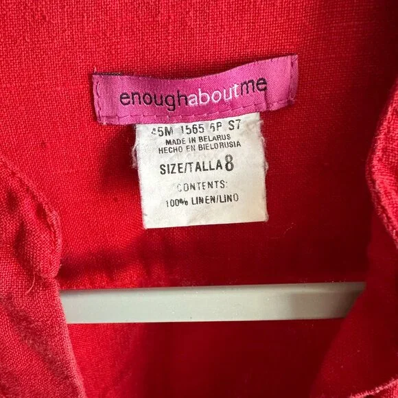 Enough About Me 100% Linen Red Maxi Dress Sleeveless Women’s 8 Made In Belarus - Picture 9 of 9